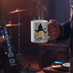 レトロ・ロック・オン ミュージシャンのシルエット 励ましのデザイン コーヒーマグカップ