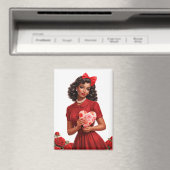 レトロ ロマンティック レディ アート、1950s クラシック スタイル マグネット (インサイチュ (食洗機))