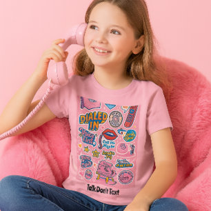レトロ ロータリーダイヤル式電話機 ピンク Tシャツ