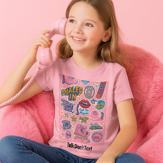 レトロ ロータリーダイヤル式電話機 ピンク  Tシャツ