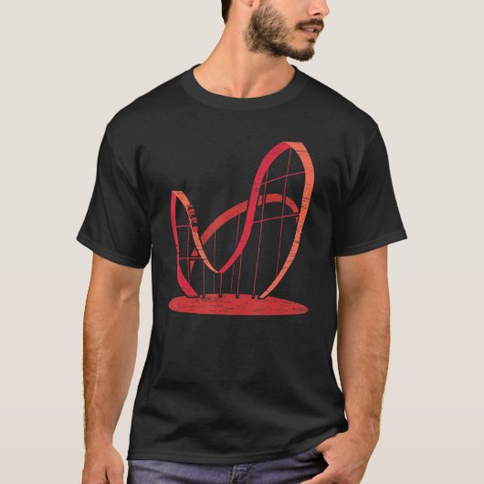 レトロ ローラー コースター 遊園地の乗り物 Tシャツ (正面)