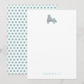 レトロ ローラー スケート カスタム ギフト ブルー ノートカード (正面/裏面)