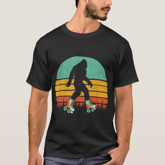 レトロ ローラー スケート ビッグフット デザイン Tシャツ (正面)
