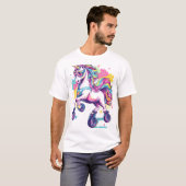 レトロ ローラー スケート ユニコーン (1) Tシャツ (正面フル)