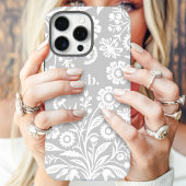レトロ ワイルドフラワー グレー 花柄 モノグラム Case-Mate iPhoneケース