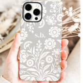 レトロ ワイルドフラワー グレー 花柄 モノグラム Case-Mate iPhoneケース