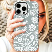 レトロ ワイルドフラワー セージグリーン 花 モノグラム Case-Mate iPhoneケース