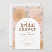 レトロ ワイルドフラワー ブライダルシャワー 招待状 (正面)