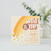 レトロ「ワイルドワン」第1誕生日フォト招待状 | 招待状 (スタンド正面)