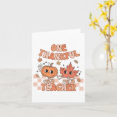 レトロ ワン 感謝の先生 パンプキンと秋の葉 カード (黄色い花)