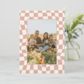 レトロ ワヴィ チェッカーボード ピンク ワン フォト シーズンカード (スタンド正面)