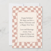 レトロ ワヴィ チェッカーボード ピンク ワン フォト シーズンカード (裏面)