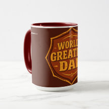 レトロ・ワールド・グレイテスト・ダッド・バッジ・マグ｜カスタマイズ可能