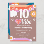 レトロ ヴァイブ 10歳の誕生日 招待状 (正面/裏面)