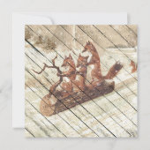 レトロ |ヴィンテージおもしろいキツネ雪の上で下りそりに乗る シーズンカード (正面)