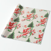 レトロ、ヴィンテージサンタクロースキャンディカネス ラッピングペーパー (アンロールド)