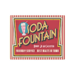 レトロ-ヴィンテージソーダファウンテンサインメタルアート メタルプリント