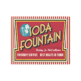 レトロ-ヴィンテージソーダファウンテンサインメタルアート メタルプリント