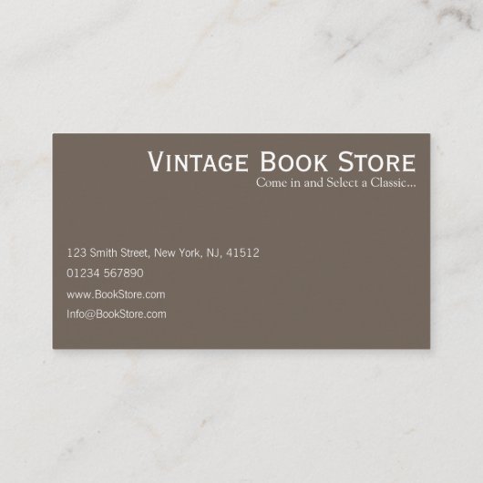 レトロ、ヴィンテージブックストアの写真 – 名刺 (裏面)
