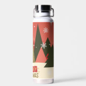 レトロ/ヴィンテージメリークリスマスツリー ウォーターボトル (背面)