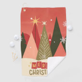 レトロ/ヴィンテージメリークリスマスツリー ゴルフタオル (インサイチュ)