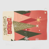 レトロ/ヴィンテージメリークリスマスツリー ゴルフタオル (横)