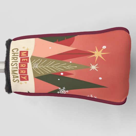 レトロ/ヴィンテージメリークリスマスツリー ゴルフヘッドカバー (正面)