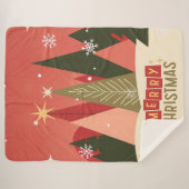 レトロ/ヴィンテージメリークリスマスツリー シェルパブランケット (正面(横))