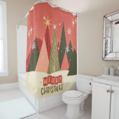 レトロ/ヴィンテージメリークリスマスツリー シャワーカーテン (インサイチュ)