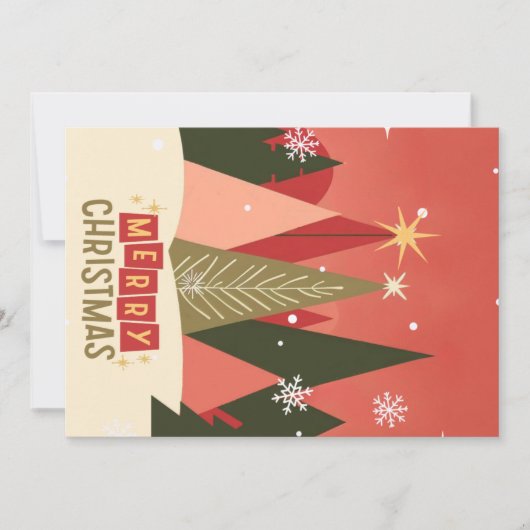 レトロ/ヴィンテージメリークリスマスツリー シーズンカード (正面)