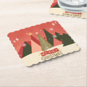 レトロ/ヴィンテージメリークリスマスツリー ペーパーコースター (アングル)