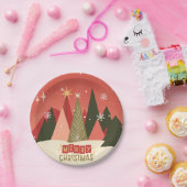 レトロ/ヴィンテージメリークリスマスツリー ペーパープレート (パーティー)