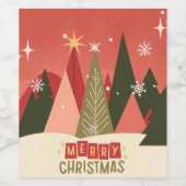 レトロ/ヴィンテージメリークリスマスツリー ワインラベル (シングルラベル)