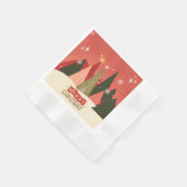 レトロ/ヴィンテージメリークリスマスツリー 縁ありカクテルナプキン (角)
