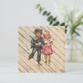 レトロ |ヴィンテージ冬の子どもたちが氷の上でスケート シーズンカード (スタンド正面)