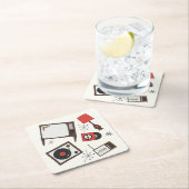 レトロ、ヴィンテージ家庭用品 スクエアペーパーコースター (インサイチュ)