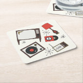 レトロ、ヴィンテージ家庭用品 スクエアペーパーコースター (アングル)