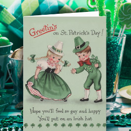 レトロ ヴィンテージ少年少女カスタムセントパトリックデー シーズンカード