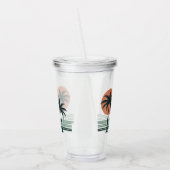 レトロ/ヴィンテージ熱帯椰子の木 アクリルタンブラー (左)