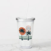 レトロ/ヴィンテージ熱帯椰子の木 アクリルタンブラー (裏面)