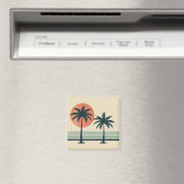 レトロ/ヴィンテージ熱帯椰子の木 マグネット (インサイチュ (食洗機))