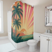 レトロ/ヴィンテージ熱帯/ハワイアン夕日 シャワーカーテン (インサイチュ)