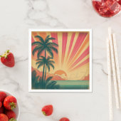レトロ/ヴィンテージ熱帯/ハワイアン夕日 スタンダードカクテルナプキン (インサイチュ)