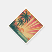 レトロ/ヴィンテージ熱帯/ハワイアン夕日 スタンダードカクテルナプキン (角)