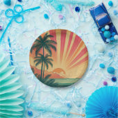 レトロ/ヴィンテージ熱帯/ハワイアン夕日 ペーパープレート (パーティー)