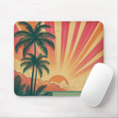 レトロ/ヴィンテージ熱帯/ハワイアン夕日 マウスパッド (マウス)
