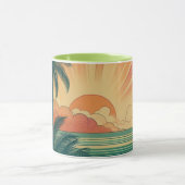レトロ/ヴィンテージ熱帯/ハワイアン夕日 マグカップ (中央)