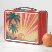 レトロ/ヴィンテージ熱帯/ハワイアン夕日 メタルランチボックス (インサイチュ)
