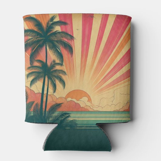 レトロ/ヴィンテージ熱帯/ハワイアン夕日 缶クーラー (裏面)