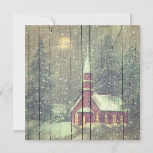 レトロ |ヴィンテージ雪の冬の夜景 シーズンカード (正面)